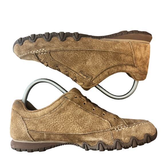 Skechers Bikers Contained Sneakers Women 8 Brown Relaxed Fit Suede Leather - Picture 4 of 10